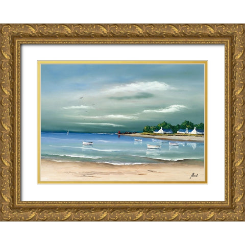 Cote bretonne I Gold Ornate Wood Framed Art Print with Double Matting by Flanet, Frederic