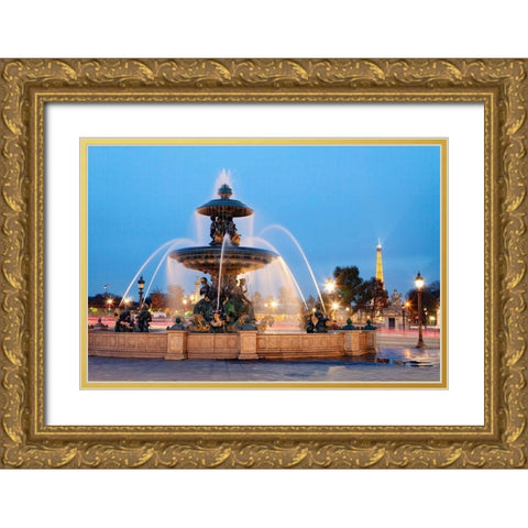 Place de la Concorde Gold Ornate Wood Framed Art Print with Double Matting by Fischer, Rolf