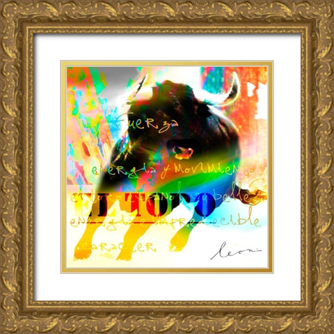 El Toro Gold Ornate Wood Framed Art Print with Double Matting by Bosboom, Leon