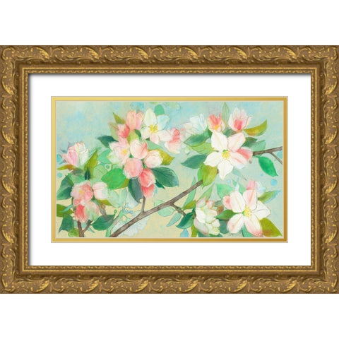 Apple Blossom Gold Ornate Wood Framed Art Print with Double Matting by Botman, Loes