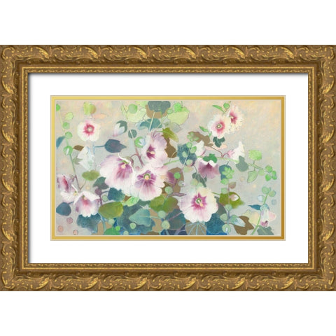 Hollyhock Gold Ornate Wood Framed Art Print with Double Matting by Botman, Loes