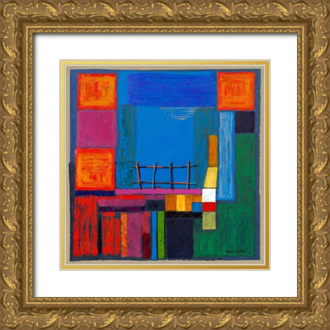 terrasse avec vue mer Gold Ornate Wood Framed Art Print with Double Matting by Roudine, NoÃ«lle