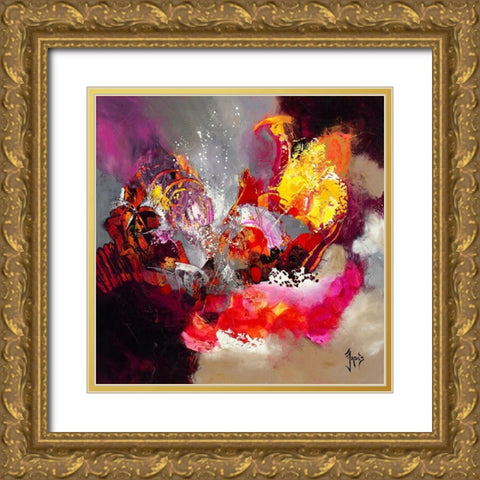 Joie de vivre Gold Ornate Wood Framed Art Print with Double Matting by Jadis