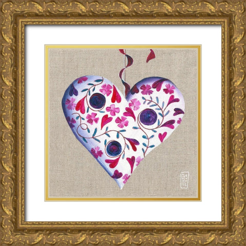Honey Gold Ornate Wood Framed Art Print with Double Matting by Mellier, Francine