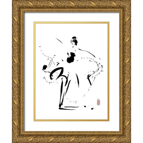 Affirmee sur ses pointes Gold Ornate Wood Framed Art Print with Double Matting by Hanniet, Marc