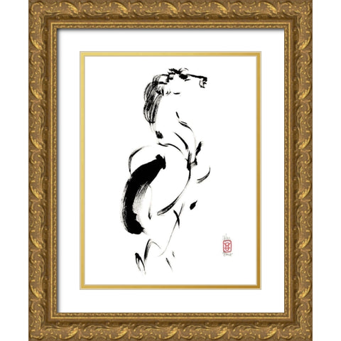 Etalon Gold Ornate Wood Framed Art Print with Double Matting by Hanniet, Marc