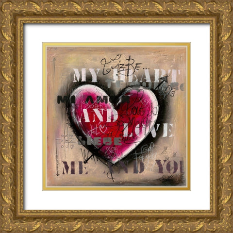 Me and You Gold Ornate Wood Framed Art Print with Double Matting by Mougin, Carine