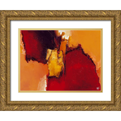 Orkis bourbon Gold Ornate Wood Framed Art Print with Double Matting by Marchi