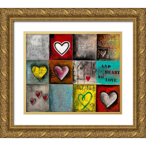 History of Heart Gold Ornate Wood Framed Art Print with Double Matting by Mougin, Carine