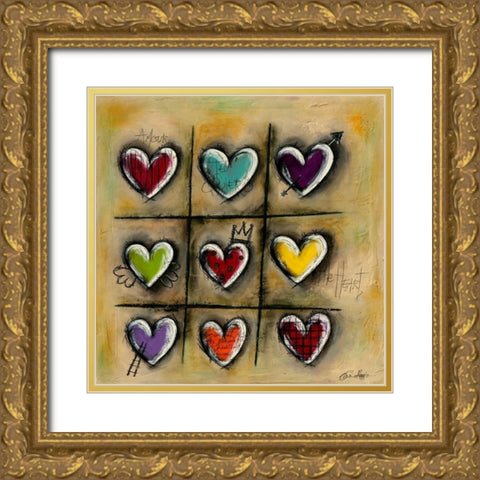 Colored Hearts II Gold Ornate Wood Framed Art Print with Double Matting by Mougin, Carine