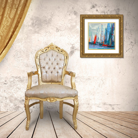 Barcolana Gold Ornate Wood Framed Art Print with Double Matting by Mauviel, Laurence