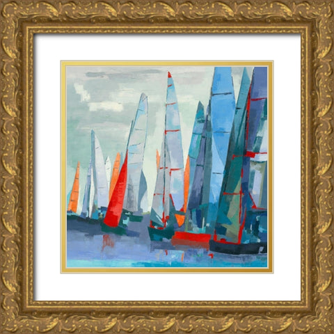 Barcolana Gold Ornate Wood Framed Art Print with Double Matting by Mauviel, Laurence