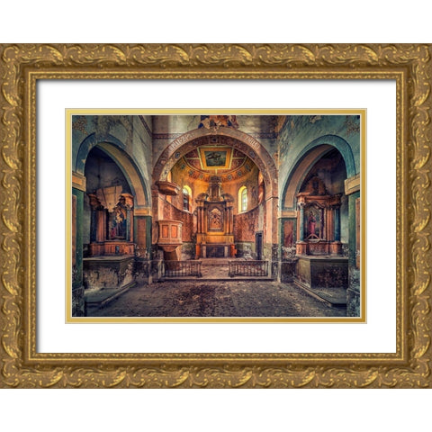 No More Preaching Gold Ornate Wood Framed Art Print with Double Matting by Haker, Matthias