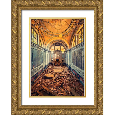 Left to Crumble Gold Ornate Wood Framed Art Print with Double Matting by Haker, Matthias