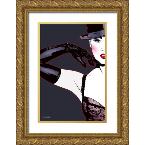 Cabaret Glamour Gold Ornate Wood Framed Art Print with Double Matting by Beaudenon, Thierry
