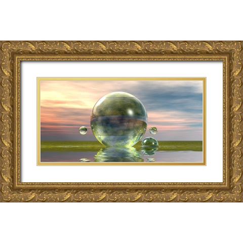 Green Bowls Gold Ornate Wood Framed Art Print with Double Matting by Hillert, Peter
