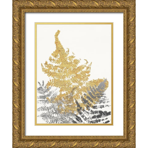 Blattgold I Gold Ornate Wood Framed Art Print with Double Matting by SARA Design