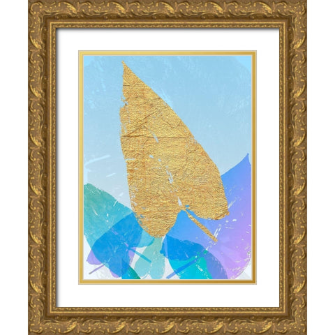 Goldnes Sommerblau I Gold Ornate Wood Framed Art Print with Double Matting by SARA Design