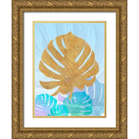 Goldnes Sommerblau II Gold Ornate Wood Framed Art Print with Double Matting by SARA Design