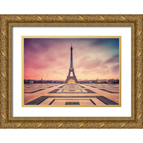 Awakening Paris Gold Ornate Wood Framed Art Print with Double Matting by Haker, Matthias
