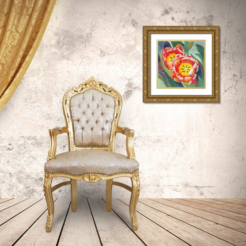 Blumen 1 Gold Ornate Wood Framed Art Print with Double Matting by Botman, Loes