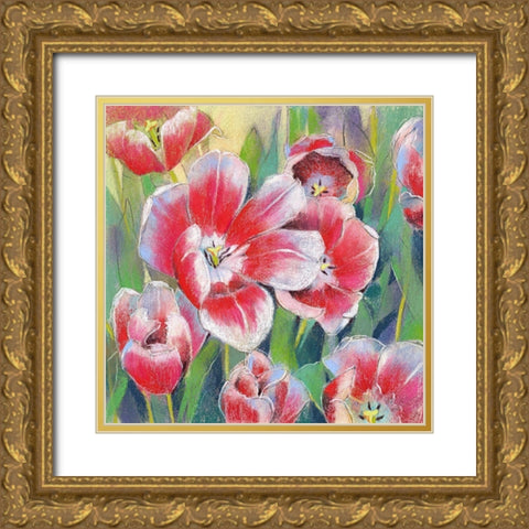 Blumen 2 Gold Ornate Wood Framed Art Print with Double Matting by Botman, Loes