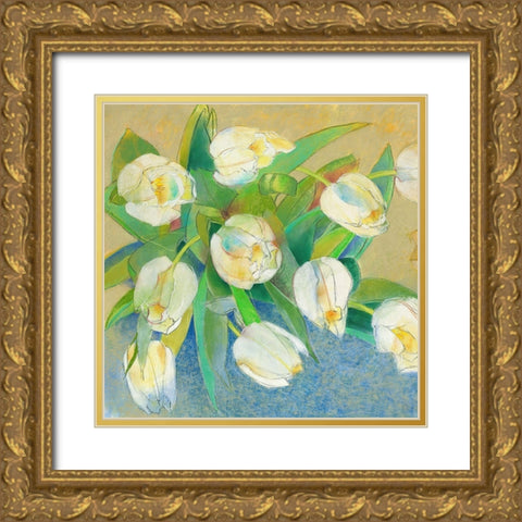 Weisse Tulpen 1 Gold Ornate Wood Framed Art Print with Double Matting by Botman, Loes