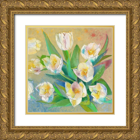 Weisse Tulpen 2 Gold Ornate Wood Framed Art Print with Double Matting by Botman, Loes