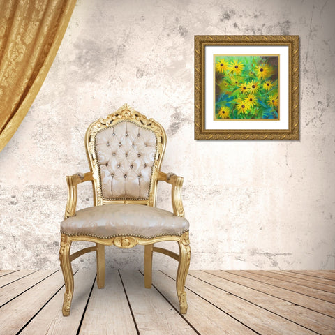 Helianthus Annuus Gold Ornate Wood Framed Art Print with Double Matting by Botman, Loes
