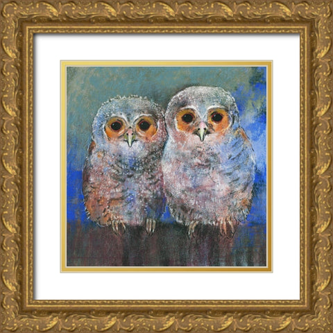 Waldkauze Gold Ornate Wood Framed Art Print with Double Matting by Botman, Loes