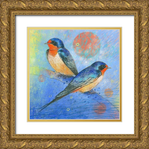 Schwalben Gold Ornate Wood Framed Art Print with Double Matting by Botman, Loes