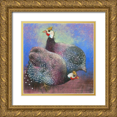 Perlhuhner Gold Ornate Wood Framed Art Print with Double Matting by Botman, Loes