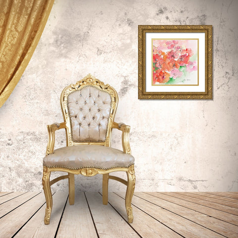 Vol de petales Gold Ornate Wood Framed Art Print with Double Matting by Manero, Annie