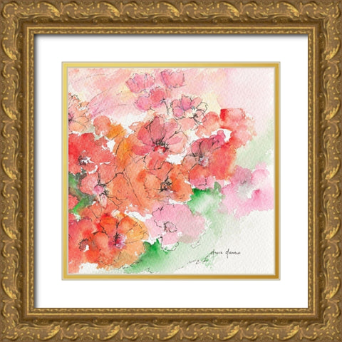 Vol de petales Gold Ornate Wood Framed Art Print with Double Matting by Manero, Annie