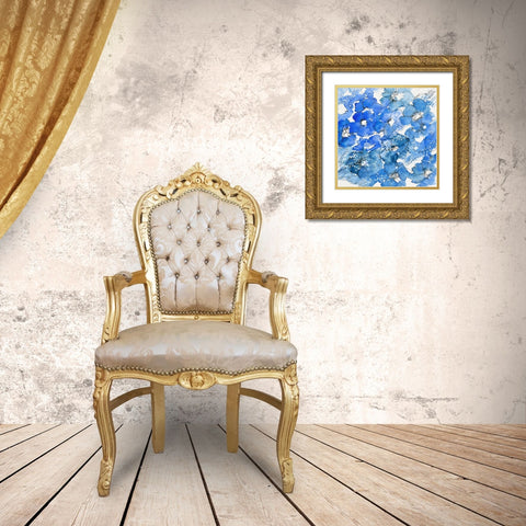 Bouquet bleu Gold Ornate Wood Framed Art Print with Double Matting by Manero, Annie