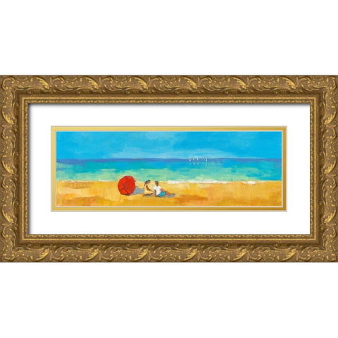 Sur la plage Gold Ornate Wood Framed Art Print with Double Matting by Pivier-Attolini, Regine