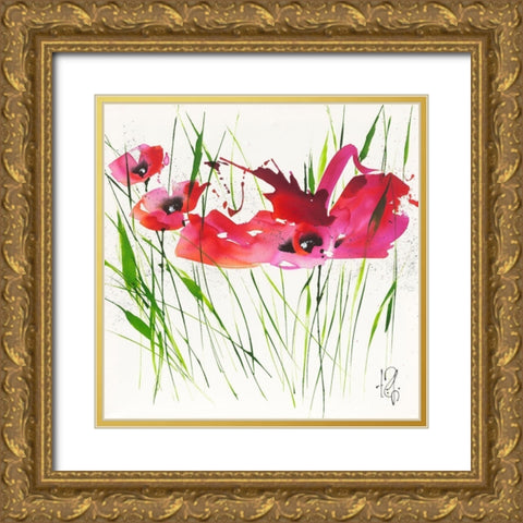 La danse du pavotÂ  I Gold Ornate Wood Framed Art Print with Double Matting by Zacher-Finet, Isabelle