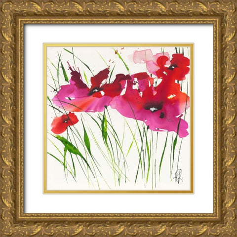 La danse du pavotÂ  II Gold Ornate Wood Framed Art Print with Double Matting by Zacher-Finet, Isabelle