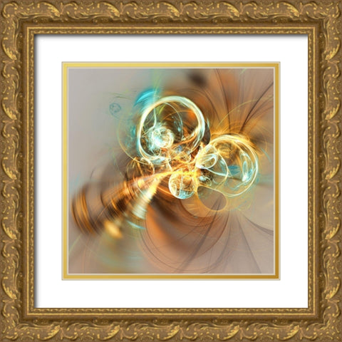 Bubles Gold Ornate Wood Framed Art Print with Double Matting by REVILO