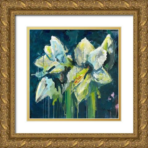 Amaryllis Gold Ornate Wood Framed Art Print with Double Matting by Mayer, Verena
