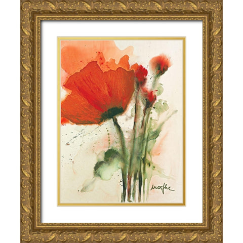 Mohnblumenstrauss I Gold Ornate Wood Framed Art Print with Double Matting by Marthe
