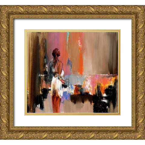 White Dress Gold Ornate Wood Framed Art Print with Double Matting by Groenhart, Jan