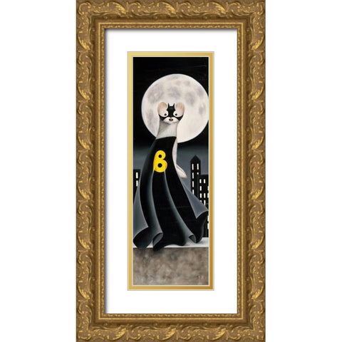 Bat Belette IV Gold Ornate Wood Framed Art Print with Double Matting by Ann R