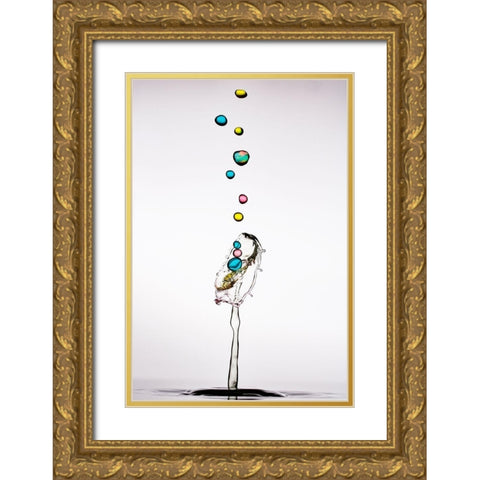 Bubble Cascada Gold Ornate Wood Framed Art Print with Double Matting by Sanchez, Manuel