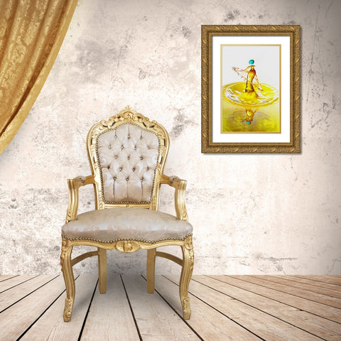 Yellow Dancer Gold Ornate Wood Framed Art Print with Double Matting by Sanchez, Manuel