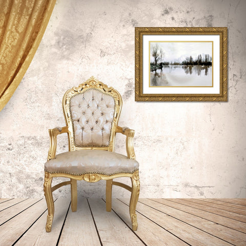 Stiller See Gold Ornate Wood Framed Art Print with Double Matting by Baumann, Matthais