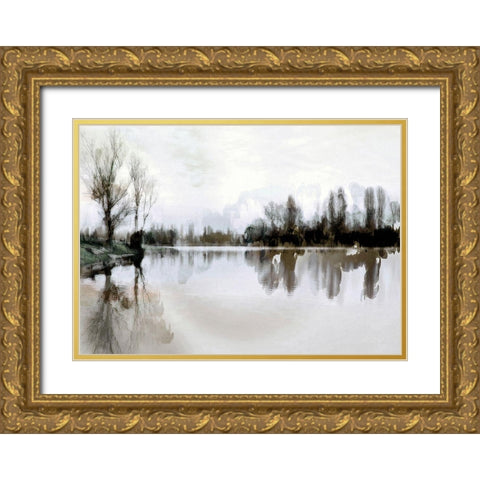 Stiller See Gold Ornate Wood Framed Art Print with Double Matting by Baumann, Matthais