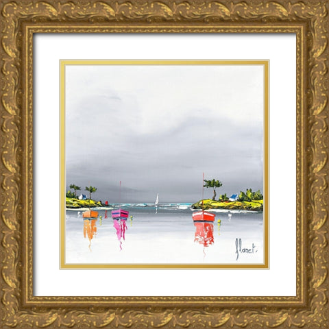 Mouillage Gold Ornate Wood Framed Art Print with Double Matting by Flanet, Frederic