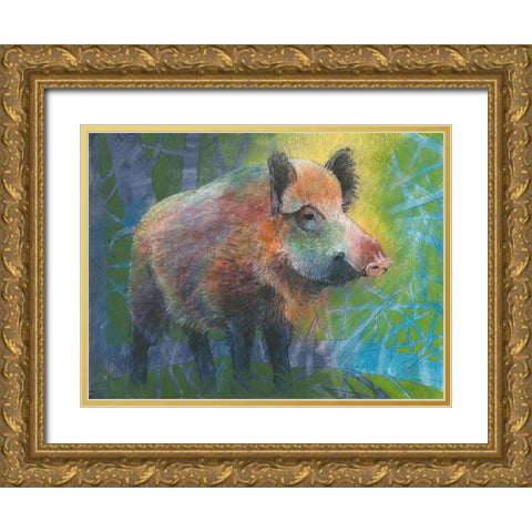 Wildschwein Gold Ornate Wood Framed Art Print with Double Matting by Botman, Loes