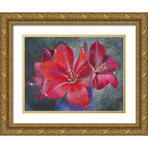 Amaryllis Gold Ornate Wood Framed Art Print with Double Matting by Botman, Loes